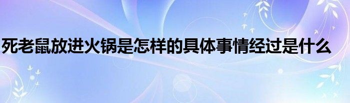 死老鼠放进火锅是怎样的具体事情经过是什么