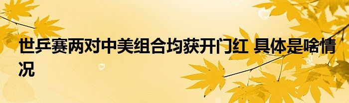 世乒赛两对中美组合均获开门红 具体是啥情况