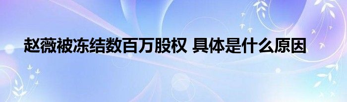 赵薇被冻结数百万股权 具体是什么原因