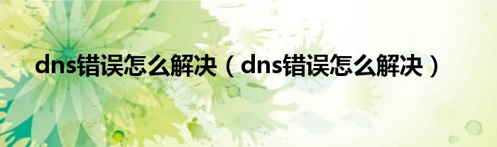 dns错误怎么解决（dns错误怎么解决）