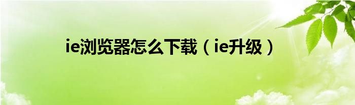 ie浏览器怎么下载（ie升级）