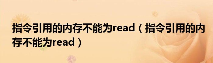 指令引用的内存不能为read（指令引用的内存不能为read）