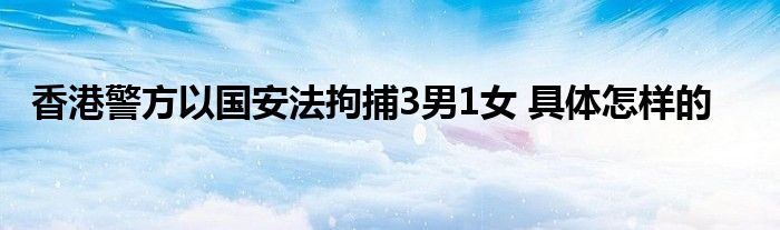 香港警方以国安法拘捕3男1女 具体怎样的