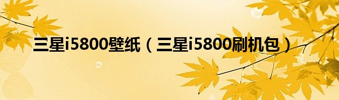 三星i5800壁纸（三星i5800刷机包）