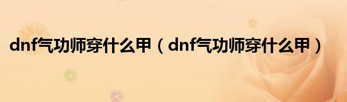 dnf气功师穿什么甲（dnf气功师穿什么甲）