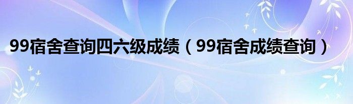 99宿舍查询四六级成绩（99宿舍成绩查询）