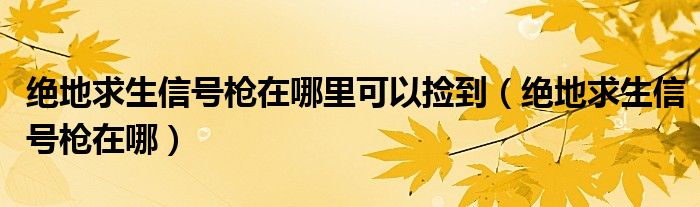 绝地求生信号枪在哪里可以捡到（绝地求生信号枪在哪）