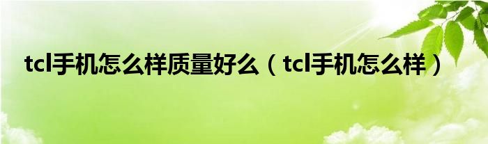 tcl手机怎么样质量好么（tcl手机怎么样）