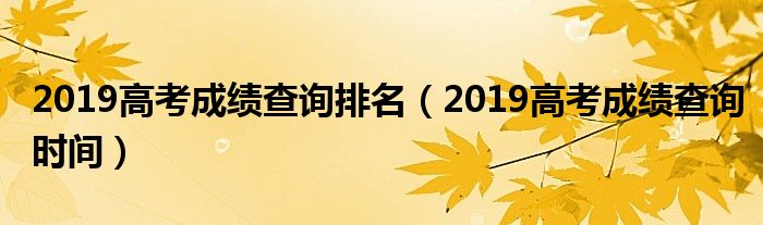 2019高考成绩查询排名（2019高考成绩查询时间）