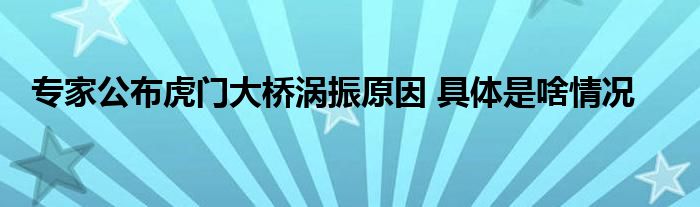 专家公布虎门大桥涡振原因 具体是啥情况