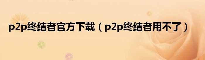 p2p终结者官方下载（p2p终结者用不了）