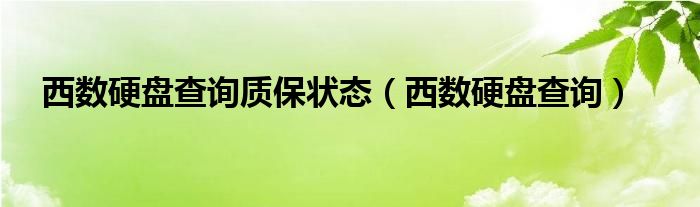 西数硬盘查询质保状态（西数硬盘查询）