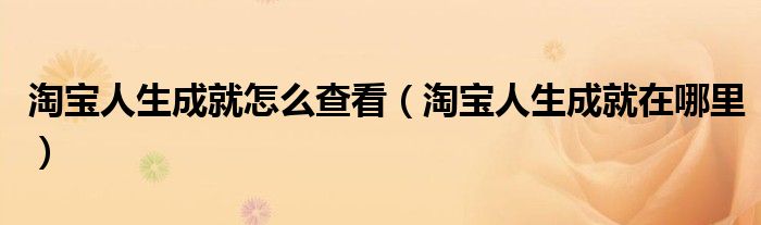 淘宝人生成就怎么查看（淘宝人生成就在哪里）