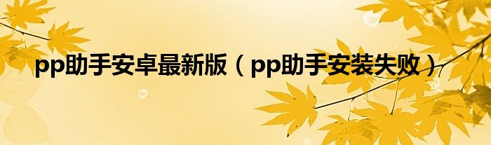 pp助手安卓最新版（pp助手安装失败）