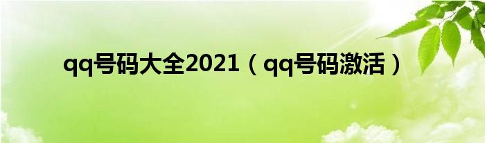 qq号码大全2021（qq号码激活）