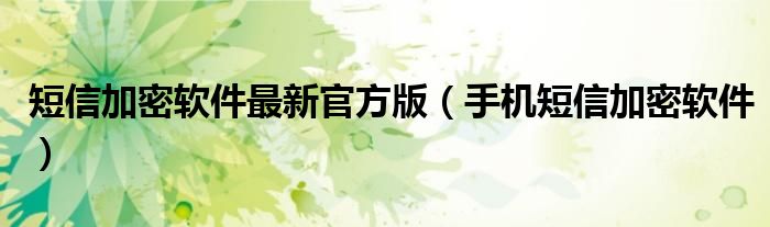 短信加密软件最新官方版（手机短信加密软件）