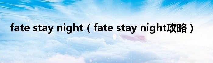 fate stay night（fate stay night攻略）