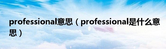 professional意思（professional是什么意思）