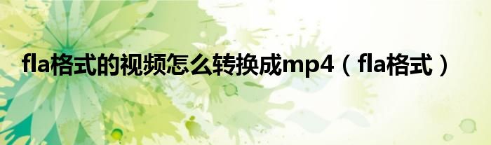 fla格式的视频怎么转换成mp4（fla格式）