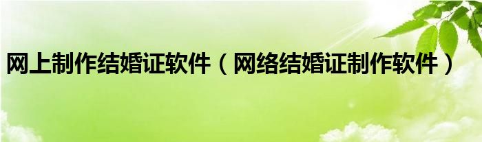 网上制作结婚证软件（网络结婚证制作软件）