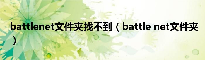 battlenet文件夹找不到（battle net文件夹）