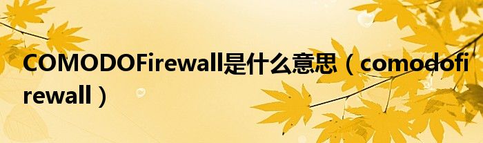 COMODOFirewall是什么意思（comodofirewall）