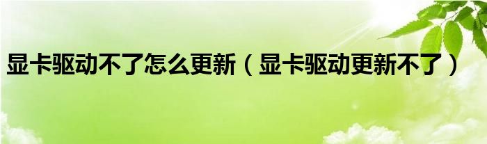 显卡驱动不了怎么更新（显卡驱动更新不了）