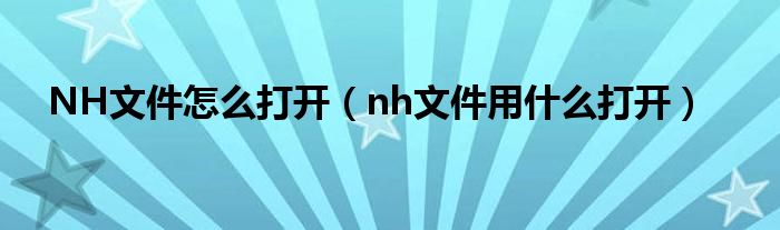 NH文件怎么打开（nh文件用什么打开）