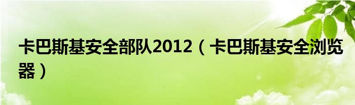 卡巴斯基安全部队2012（卡巴斯基安全浏览器）