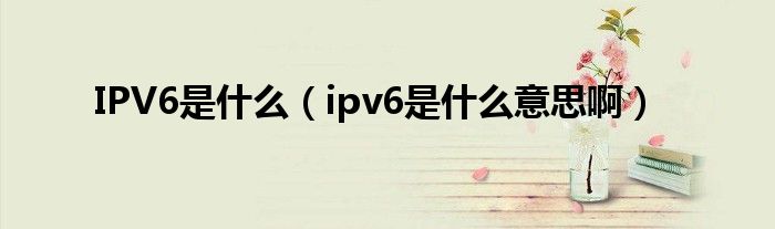 IPV6是什么（ipv6是什么意思啊）