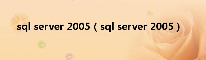 sql server 2005（sql server 2005）