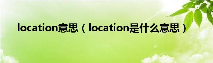 location意思（location是什么意思）