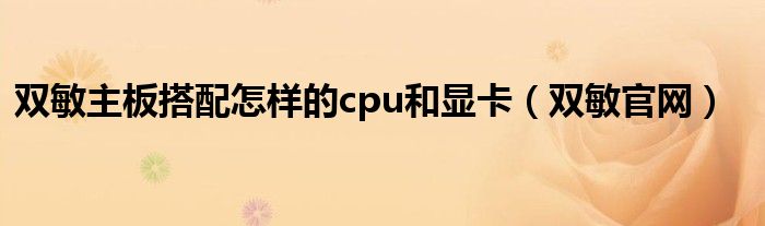 双敏主板搭配怎样的cpu和显卡（双敏官网）