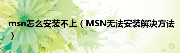 msn怎么安装不上（MSN无法安装解决方法）