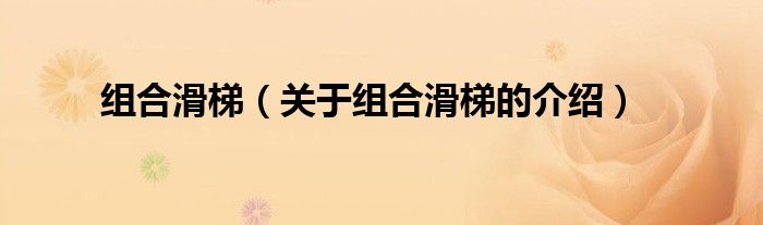 组合滑梯（关于组合滑梯的介绍）