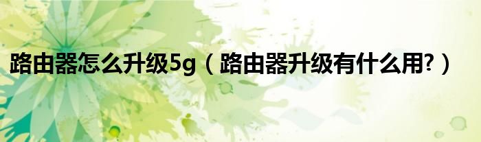 路由器怎么升级5g（路由器升级有什么用?）