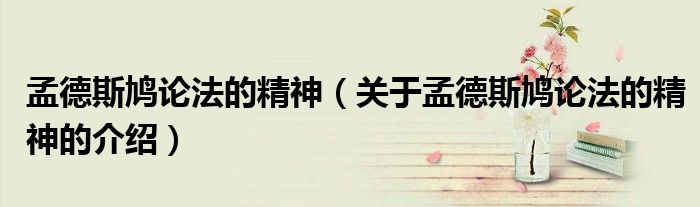 孟德斯鸠论法的精神（关于孟德斯鸠论法的精神的介绍）