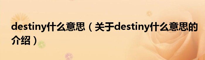 destiny什么意思（关于destiny什么意思的介绍）