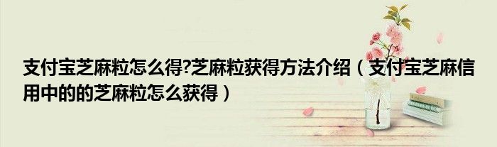 支付宝芝麻粒怎么得?芝麻粒获得方法介绍（支付宝芝麻信用中的的芝麻粒怎么获得）