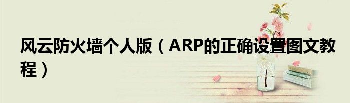 风云防火墙个人版（ARP的正确设置图文教程）