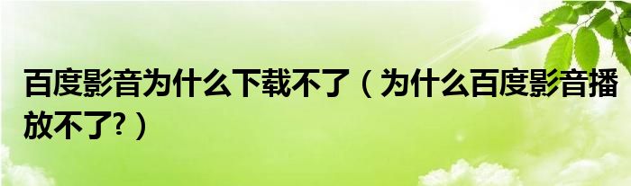 百度影音为什么下载不了（为什么百度影音播放不了?）