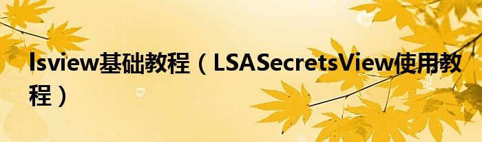 lsview基础教程（LSASecretsView使用教程）