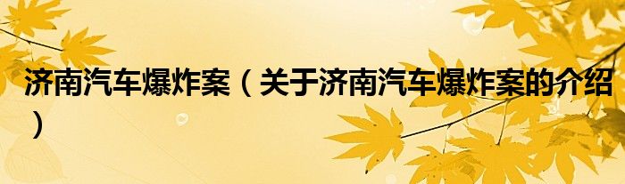 济南汽车爆炸案（关于济南汽车爆炸案的介绍）