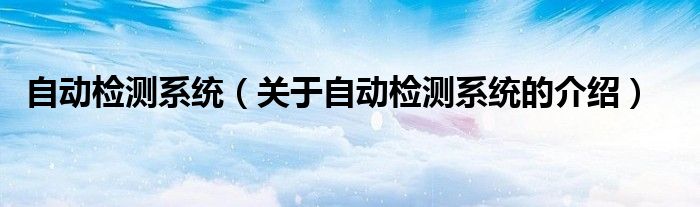自动检测系统（关于自动检测系统的介绍）