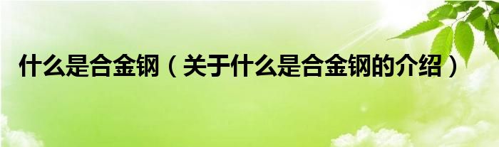 什么是合金钢（关于什么是合金钢的介绍）