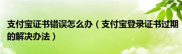 支付宝证书错误怎么办（支付宝登录证书过期的解决办法）