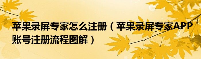 苹果录屏专家怎么注册（苹果录屏专家APP账号注册流程图解）