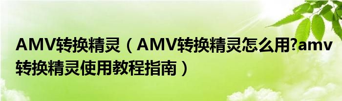 AMV转换精灵（AMV转换精灵怎么用?amv转换精灵使用教程指南）