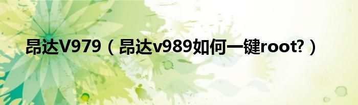 昂达V979（昂达v989如何一键root?）