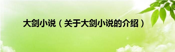 大剑小说（关于大剑小说的介绍）